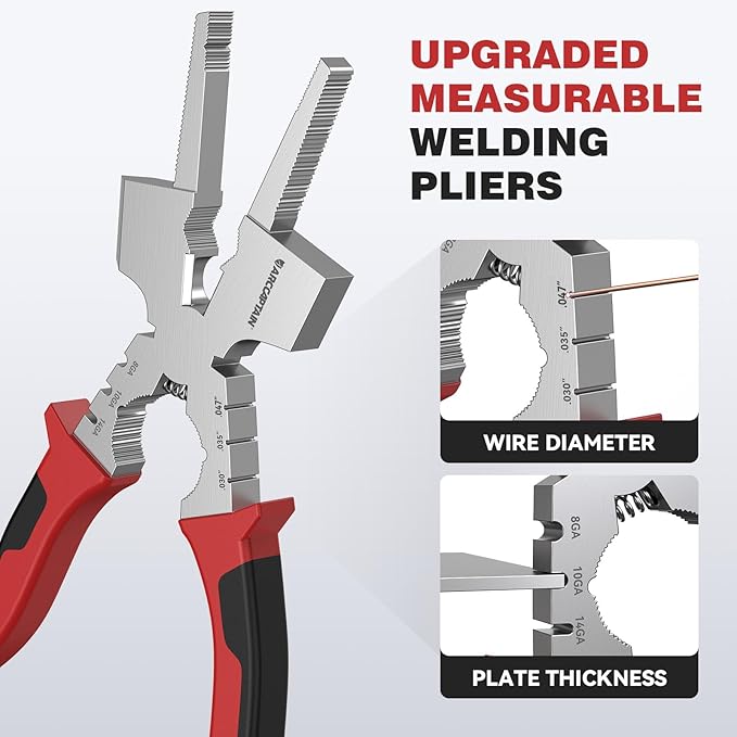 ARCCAPTAIN Measurable 8" Weliding Pliers with Rentention Chain, All-In-One MIG Pliers with Anti-Rust and High-Carbon Steel, Great for Professional Welding