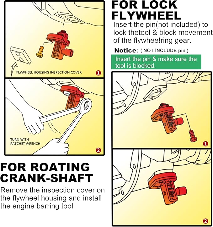 J-46392 Engine Barring Tool with Storage Box for Detroit Diesel DD13 DD15 DD16 MBE 4000/900,Fit for Mercedes Actros/Atego, MAN D25/28 – W904589046300 – Heat-Treated Carbon Steel Flywheel Cranking Tool