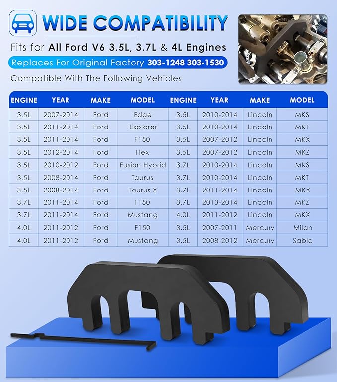 Camshaft Holding Tool Kit for Ford 3.5L & 3.7L 4V Engines, Timing Alignment Holder Tool with Chain Tension Tool Replace 303-1248 303-1530
