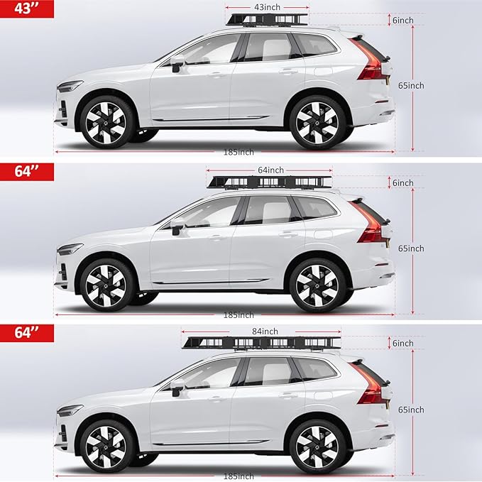 FORWODE 250 LBS. Roof Rack Carrier with Cargo Net, 43" x 50" x 6" Universal Rooftop Cargo Carrier Basket for Car, SUV or Truck