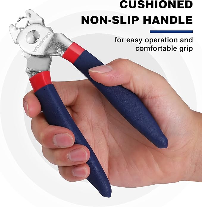 WORKPRO Bent Hog Ring Pliers with 500 Pcs 3/4" Hog Rings, Galvanized Steel Hog Rings Perfect for Furniture Upholstery, Auto Upholstery, Plastic Meat & Sausage Casings