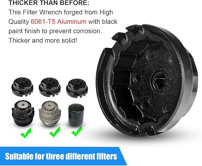 3mirrors Oil Filter Wrench Oil Filter Removal Tool Compatible with Toyota Lexus Scion RAV4 Camry Tundra Highlander Sienna Prius 2.5-5.7L Engine with 64mm Cartridge Style Oil Filter System
