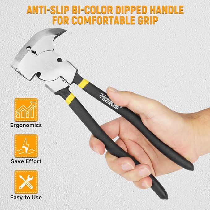 Hoteche 10.5 Inch Fencing Pliers Cr-V Steel Multi-Purpose Fence Tool Heavy Duty Hammerhead Pliers