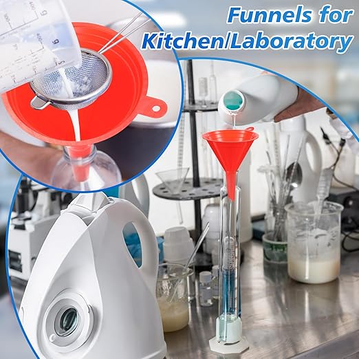 Maxdot 11 Pcs Oil Funnel Set with Storage Bag, Plastic Wide Mouth Flexible Fuel Funnel with Long Hose and Filter Long Neck Spill Saver for Automotive and Kitchen Use, Gas, Coolant, Other Fluids