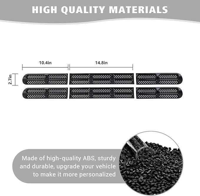 Jimen for Bronco Grille Inserts, 6 Pack Front Mesh Grill Cover Guard Exterior Trim Accessories Compatible with Ford Bronco 2021-2024 (Glossy Black)