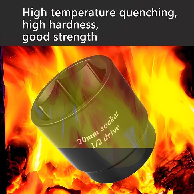 20mm Stubby Impact socket, Oil Filter socket wrench tool 1/2driver 6 Point,for Removal Axle Nut - 20mm