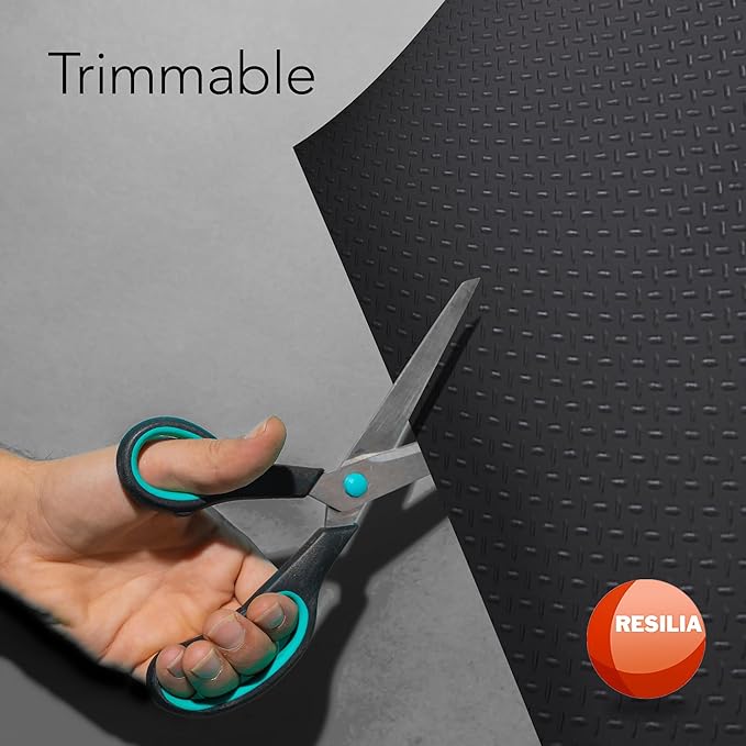 RESILIA Heavy Duty Garage Floor Runner & Protector Mat - Slip Resistant Diamond Plate PVC Mats - Water, Spill, & Stain Resistant, Black (4 feet x 15 feet), Made in The USA