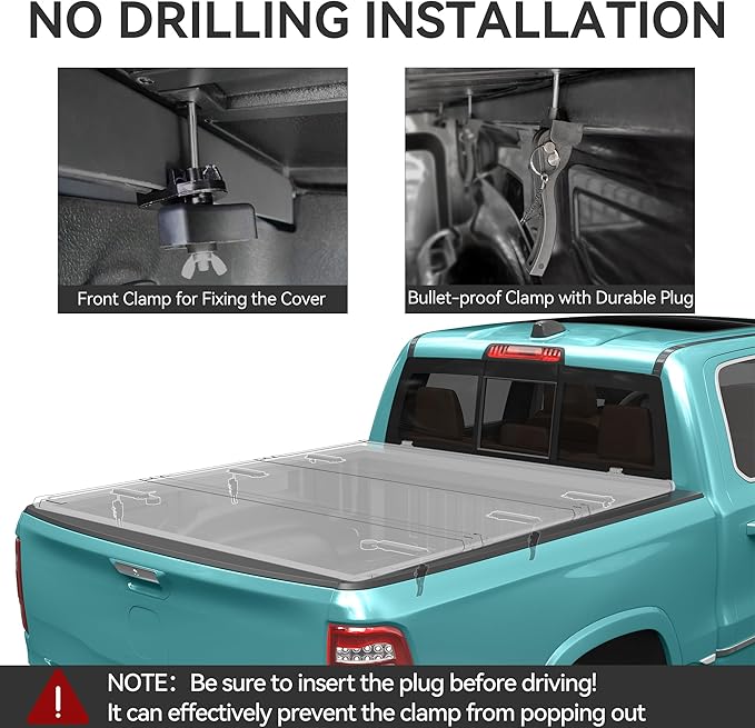 AUTOSAVER88 FRP Hard Tri-fold Truck Bed Tonneau Cover Fits for Ford F-150 F150 2015-2025 5.5ft Bed (Excl. Raptor Series)