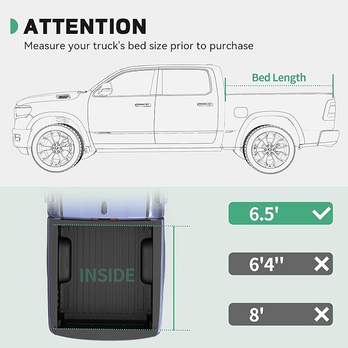 Soft Quad-fold Tonneau Cover Fit for Dodge Ram 1500 2009-2025 (Incl. Classic & New), Fleetside 5.7 Ft Bed (Without Ram Box)