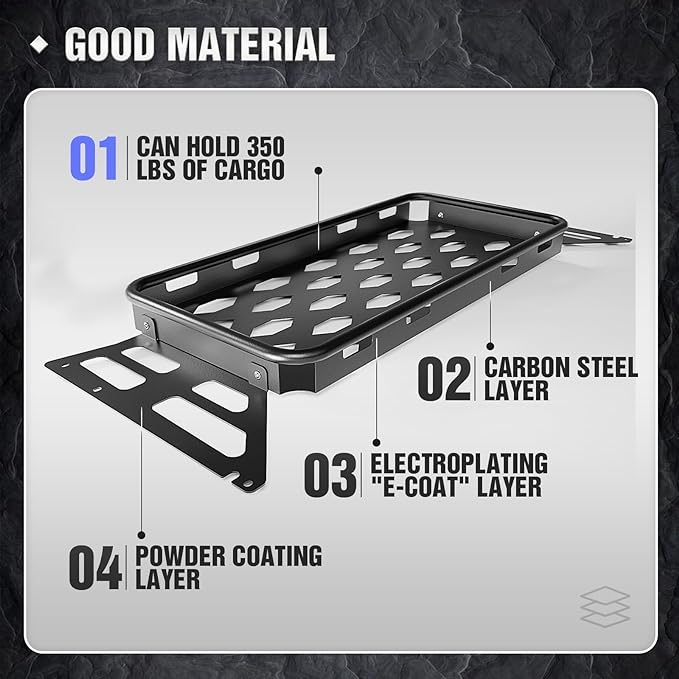 Rear Cargo Rack Basket Compatible with 2021 2022 2023 2024 2025 Ford Bronco 4 Door Hardtops, Interior Luggage Carrier Storage Shelf (Excluding Softtop or Sport)