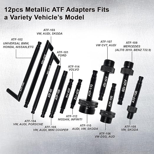 Automotive Transmission Fluid Pump ATF Filler System 3L Manual Fluid Transfer Pump with 12 Aluminum Alloy AdaptersTransmission Fluid Extractor