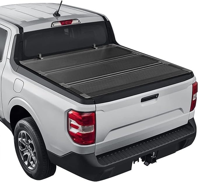 Kikito Truck Bed Tonneau Cover Compatible with 2022-2025 Ford Maverick 4.5ft (54.4") Flip-Up Style FRP Hard Folding Truck Bed Cover No-Drill 100% Bed Access