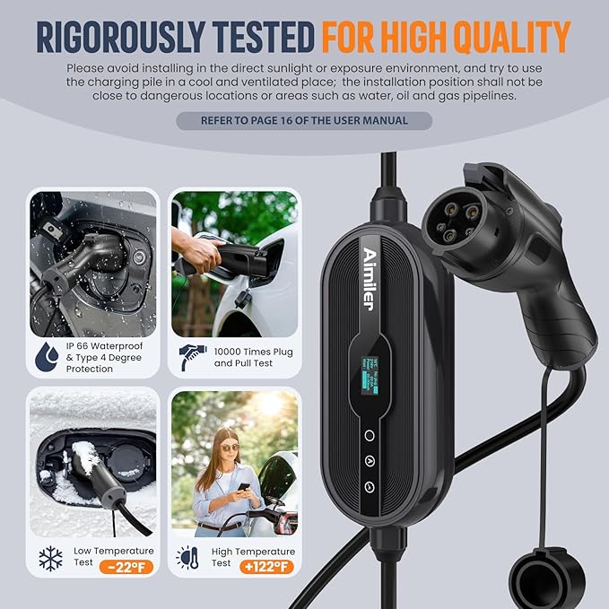 Level 2 Electric Vehicle (EV) Charger(WIFI APP/Plug-play), 32A, 25ft Cable ETL Certified, 220V-240V NEMA 14-50P Plug EVSE w/ J1772 Connector, Portable EV Car Charging Stations for Home Level 2