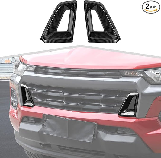 Front Side Bumper Grille Air Outlet Cover fit for Chevy Colorado 2024+ Front Grill Vent Insert Cover Exterior Accessories,Carbon Fiber Finish