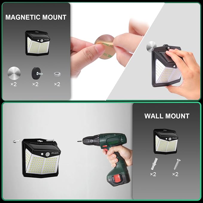 Magnetic Solar Lights, Motion Sensor RV Outdoor Light for Travel Trailer Truck, 270° Wide-Angle Illumination, 3 Mode Settings, Waterproof, 2 Pack