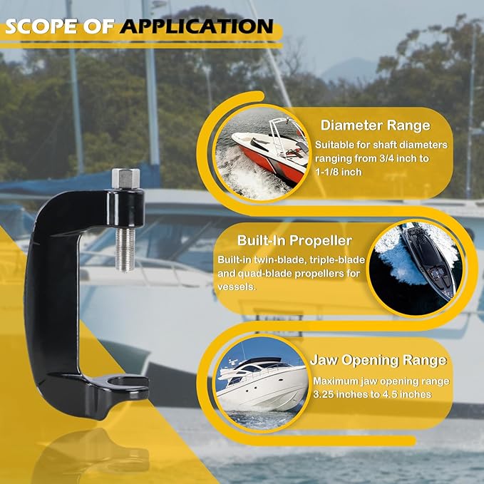 Kefly Propeller C Clamp Puller Compatible with Ski & Wakeboard & Surf Propellers, for 3/4" to 1-1/8" Shaft