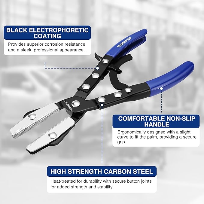 WORKPRO 3-Piece Ratcheting Hose Pinch Off Pliers Set, 8", 10", 12" Locking Hose Pinch Pliers Set with Storage Bag - for Radiator, Coolant, Automotive, Fuel Lines