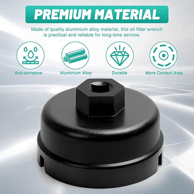 64.5mm Oil Filter Wrench: 14 Flutes 6 Slots Oil Filter Removal Tool Compatible with Toyota Lexus Scion 1.8L Engine(Black)