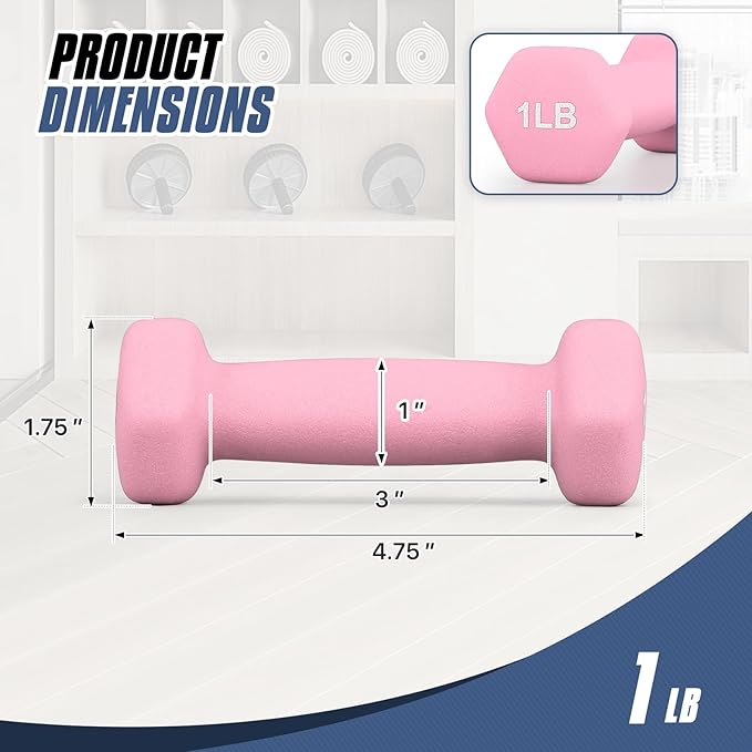 MADOG Dumbbell Set, Anti-Slip Neoprene Coated Hexagon Hand Weights for Home Gym Equipment Workouts Strength Training