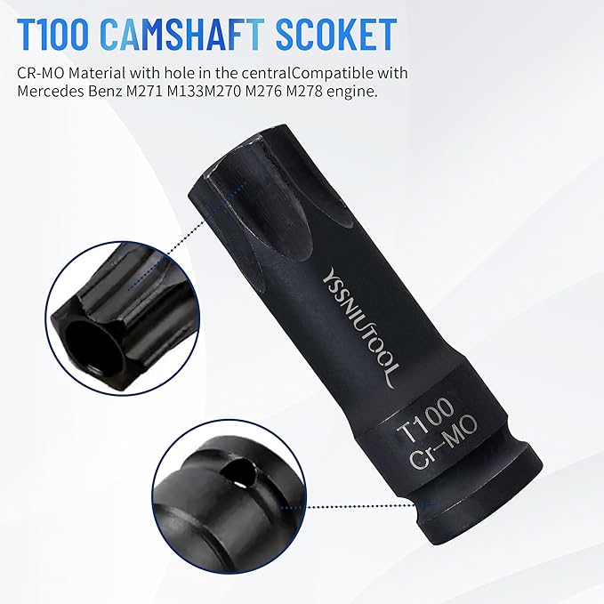 Engine Timing Tool Kit Compatible with Benz M157/M276/ M278, with T100 Rotary Rod, Fixing Screw,Fuel Injector Puller,278589003300 276589014000