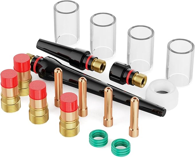 ARCCAPTAIN 22Pcs TIG Welding Torch Stubby Gas Lens #10 Glass Cup Kit for WP-17/18/26
