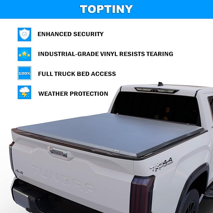 Soft Folding Truck Bed Tonneau Cover |TSTF022|Fits 2016-2026 Toyota Tacoma w/OE Track System 6' 2" Bed (73.7")