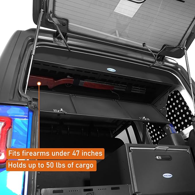 Hooke Road JL Overhead Storage Box MOLLE Panel for 2018-2025 Jeep Wrangler JL 4-Door Hardtop, Roll Bar Mount Lockable Toolbox Security Tool Organizer