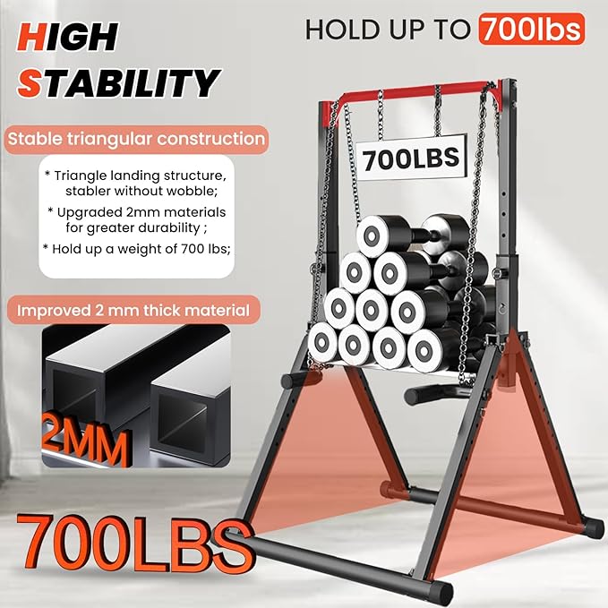 DOBESTS Foldable Power Tower Pull Up Bar Dip Station Adjustable Multifunction Workout Pull Up Tower Station Gym Strength Training Equipment for Home Outdoor, Triangular Legs, Support 700lbs