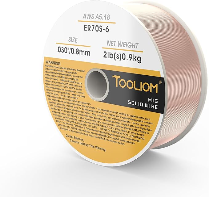 TOOLIOM ER70S-6 .030"(0.8 mm) Mild Steel MIG Solid Welding Wire on 2-Pound Spool Compatible with TL-200M TL-250M Pro
