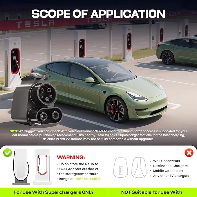 2025 Upgraded Tesla Supercharger to CCS1 Charger Adapter, [Max 500A 1000V] Fast Charge Electric Vehicle Charging Adapter（Light Black）