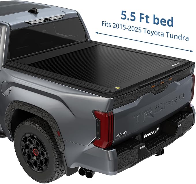 Retractable Hard Tonneau Cover Fits 2014-2025 Toyota Tundra 5.5 FT Truck Bed Spring-Loaded & Dual T-Slot Design | B33 |