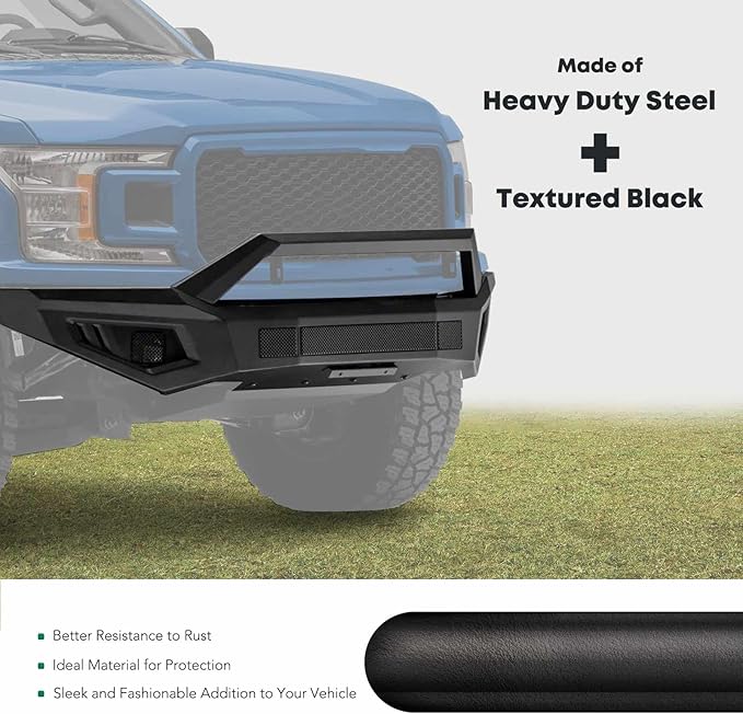 YHTAUTO Bull Bar Push Bar with Skid Plate Light Mount Fit Toyota 4Runner 2014-2024, Heavy Duty Steel Brush Guard for Truck Front Bumper w/o Winch Frame Textured Black Off Road Accessories