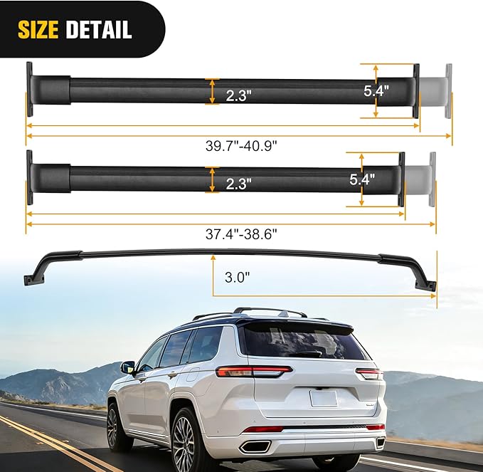 Nilight Roof Rack Cross Bars Fit for Jeep Grand Cherokee L 3-Row 2021 2022 2023 & Grand Cherokee WL 2-Row 2022-2023 Aluminum Rails Crossbars with Adjustable Length for Rooftop Cargo Tent Carrier Kayak