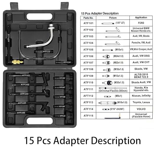 7.5L Transmission Fluid Pump Kit with 15 ATF Adapters, 2 Gallon Manual ATF Refill Kit,Transmission Fluid Transfer Pump (Black)