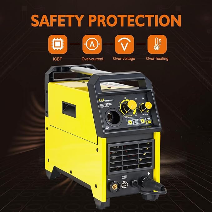 Weldpro 155 Amp MIG Welder, 110V/220V Flux Core MIG/Gas MIG/Spool Gun/Stick 4 in 1 Welding Machine with Synergy, IGBT Inverter Portable Gasless Welder Equipment, Aluminum Spool Gun Compatible