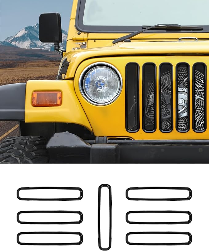 Black TJ Grill Inserts Front Grille Mesh no Mesh Cover Guard for Jeep Wrangler TJ 1997-2006 Clip-on Grille Accessories