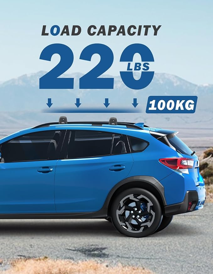JOYTUTUS Lockable Car Roof Rack Cross Bars Compatible with Subaru Crosstrek 2018-2023 / Impreza 2017-2023, 220LB Aluminum Crossbars for Roof Racks Suitcases Kayaks Canoes Bikes Skis Snowboard
