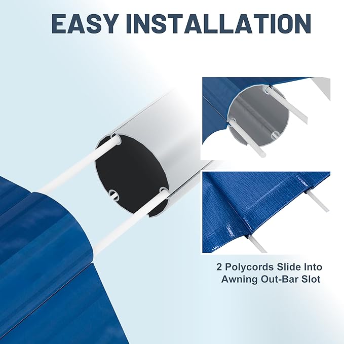 17' RV Awning Fabric Replacement, Heavy Duty 16.2oz Weatherproof Vinyl RV Awning Fabric, Universal Outdoor Canopy for Camper, Trailer and Motorhome,Blue Gradient