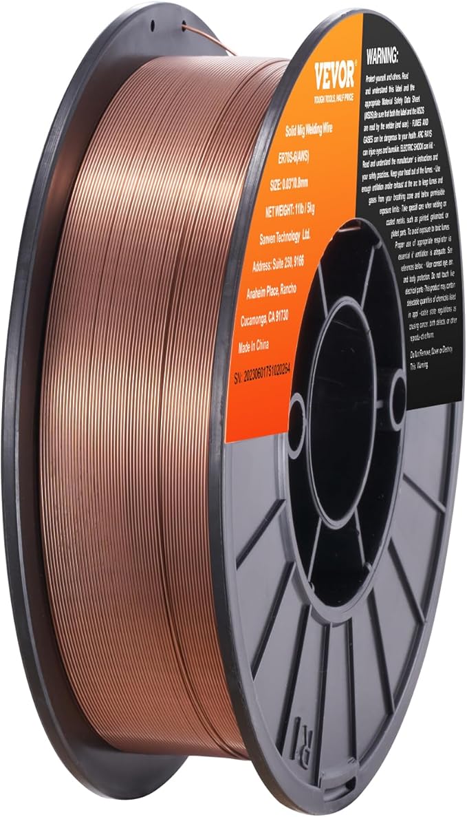 VEVOR Solid MIG Welding Wire, ER70S-6 0.030-inch 11LBS with Low Splatter and High Levels of Deoxidizers for All Position Gas Welding
