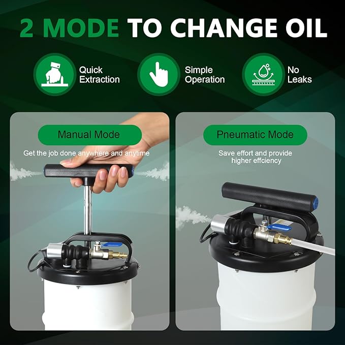 7L Oil Fluid Extractor - Pneumatic/Manual Vacumm Oil Extractor with Pump Tank Remover & 4 Tubes for Engine Oil Change and a Bleeding Hose with Universal Adpater for Brake Bleeding