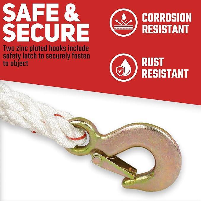 NEIKO 02250A Rope Puller, 3/4-Ton (1,500 lbs) Pulling Capacity, 98Ft, 2 Hook, Heavy Duty Power Cable Come Along Tool with Dual Gears, Hand Winch Cable, Automotive Hoist Winch Puller, Recovery Gear