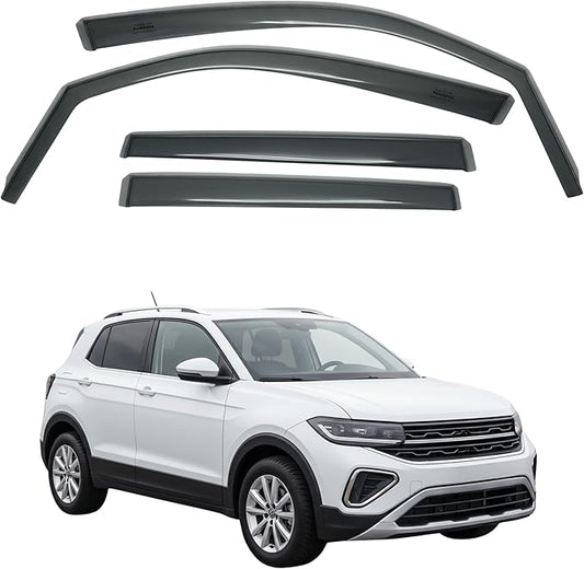 in-Channel Car Window Rain Guard Compatible with VW The T-Cross fit: 2019-on 4pcs, Taiwan Made Precise & Transparent Car Wind Deflectors No Water Leakage Visors