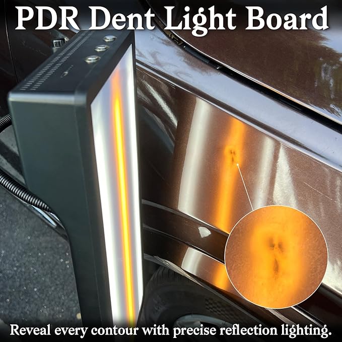 Dent PDR Light Board with Built-in Battery, Dual Mode USB and Battery, Adjustable White-Yellow Light, Dent Repair Light for Car Dent Detection, PDR Light for Auto Body Dent Repair