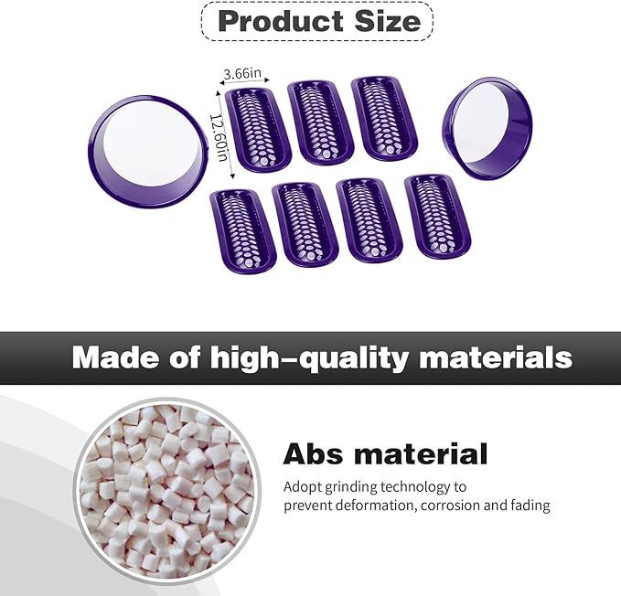 CheroCar for JK Mesh Grille Grill Insert & Headlight Cover Trim Exterior Accessories for Jeep Wrangler JK 2007-2017,Purple…