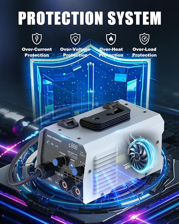 AZZUNO 135A MIG Welder 110v, 3 in 1 MIG Welder Machine Flux Core Welder/Lift TIG/Stick Welding Machine, Portable Wire Feed Welder, Gasless Welding Machine