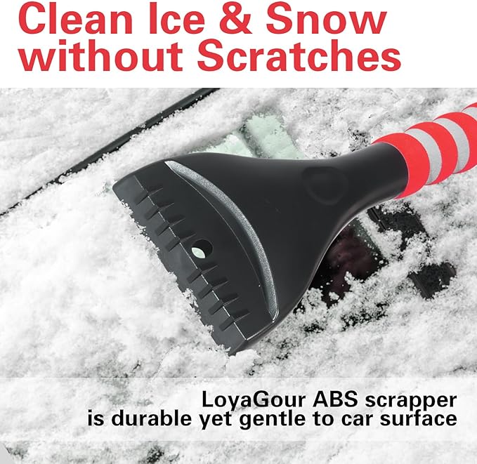 Snow Brush and Ice Scraper for Car Windshield,26.4" Window Scraper Deicer for Car SUV and Truck,Ice Scrapers and Brushes 2 in 1,Winter Car Automotive Exterior Accessories(2Pack Red)