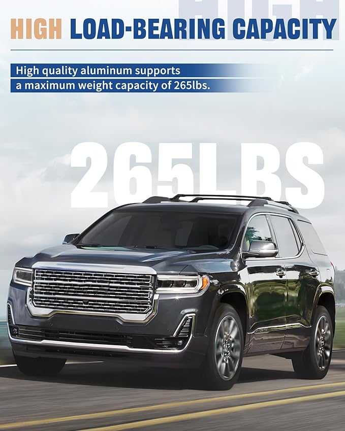 265lbs Lockable Heavy Duty Roof Rack Cross Bar for GMC Acadia 2017-2023 Cargo Bar Multi Functional Design for Bike Kayak Luggage