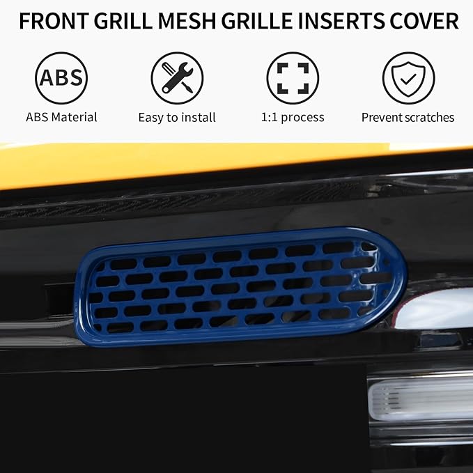 Front Grill Mesh Grille Inserts Cover Frame Trims Kit 6Pcs Fit for Ford Bronco 2021-2025 2/4 Door Exterior Accessories (Blue)