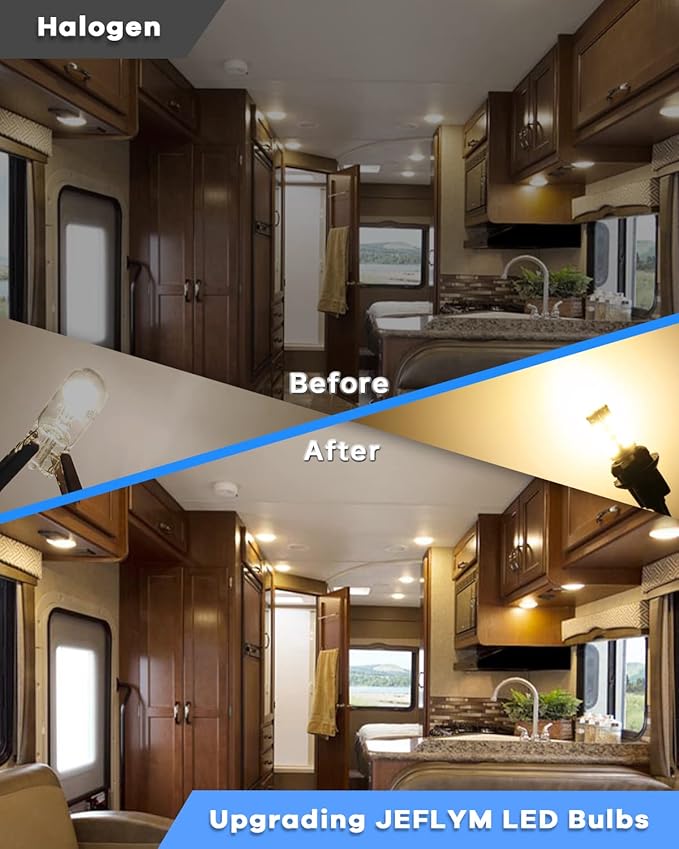 C921 921 912 LED RV Bulbs,Super Bright Warm White T10 194 168 175 3014 42-SMD LED Replacement 12 Volt RV Camper Trailer Boat Trunk Interior Dome Map License Lights(12PCS)