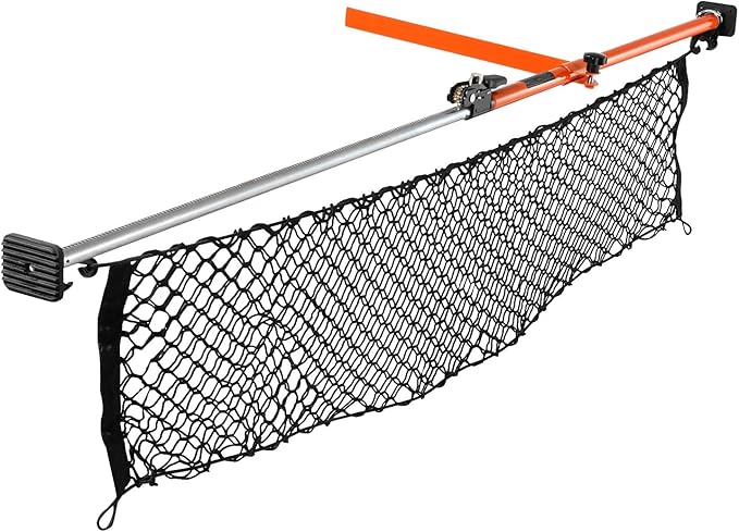 VEVOR Cargo Bar, Ratcheting Cargo Bars Adjustable from 40" to 73", Heavy-Duty Steel Cargos Stabilizer with Storage Net & Divider Bar, Telescoping Load Lock Bars for SUVs, Sedans